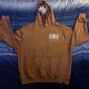 Brown Hoodie with Barcode Graphic